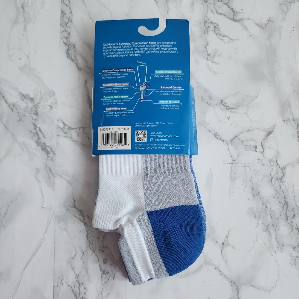 Dr. Motion Ankle Socks 6 Pairs Compression Socks Size Socks 10-13 Shoe 7-12 - Picture 7 of 11